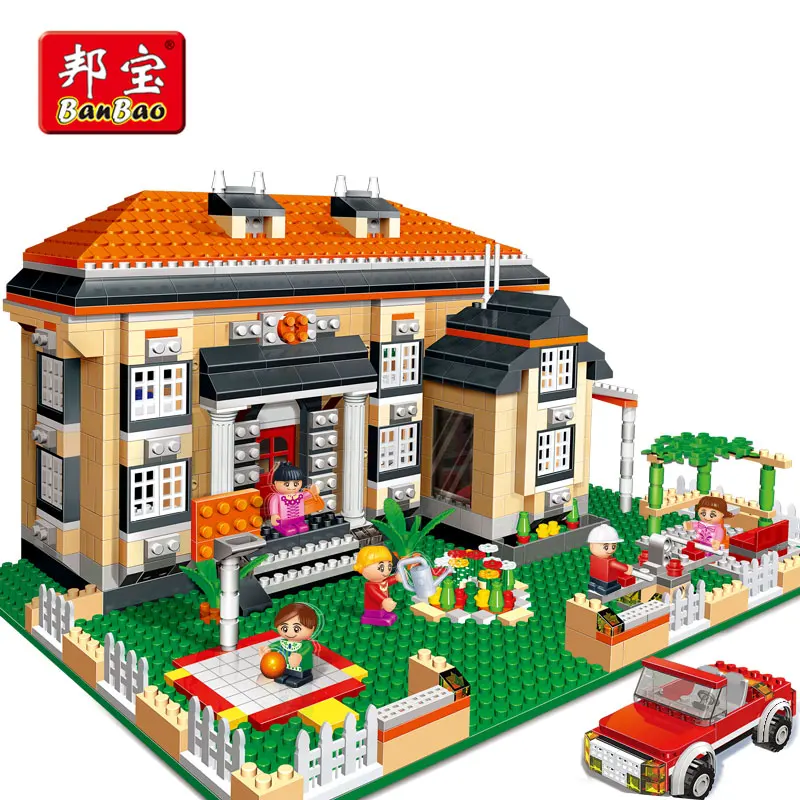 BanBao 3 в 1 строительные блоки город Рейн вилла дом развивающие кирпичи игрушки модель 8369 для детей совместимы с брендами