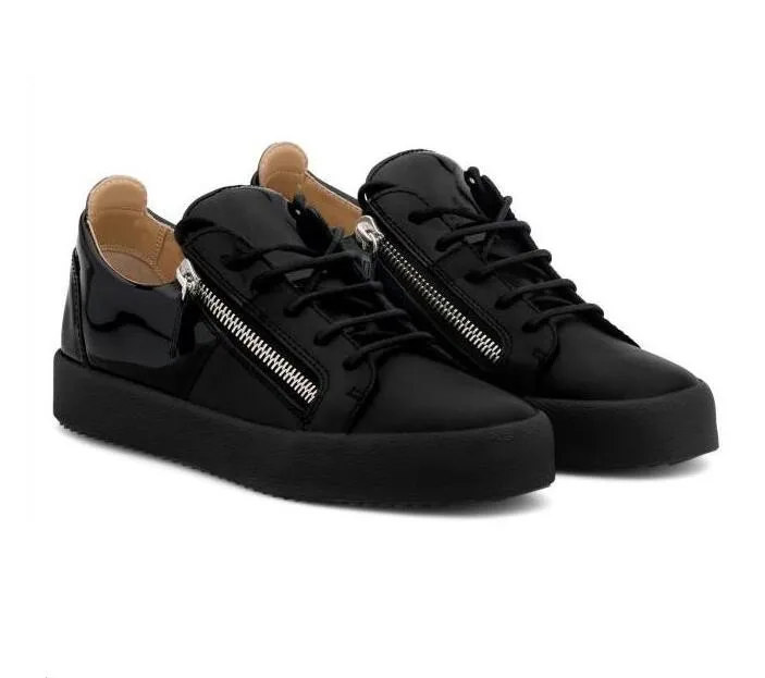 

2019 New Design Black Side Zipper Men Sneakers Cross-tied Round Toe Runway Casual Shoes High Quality Men Shoes