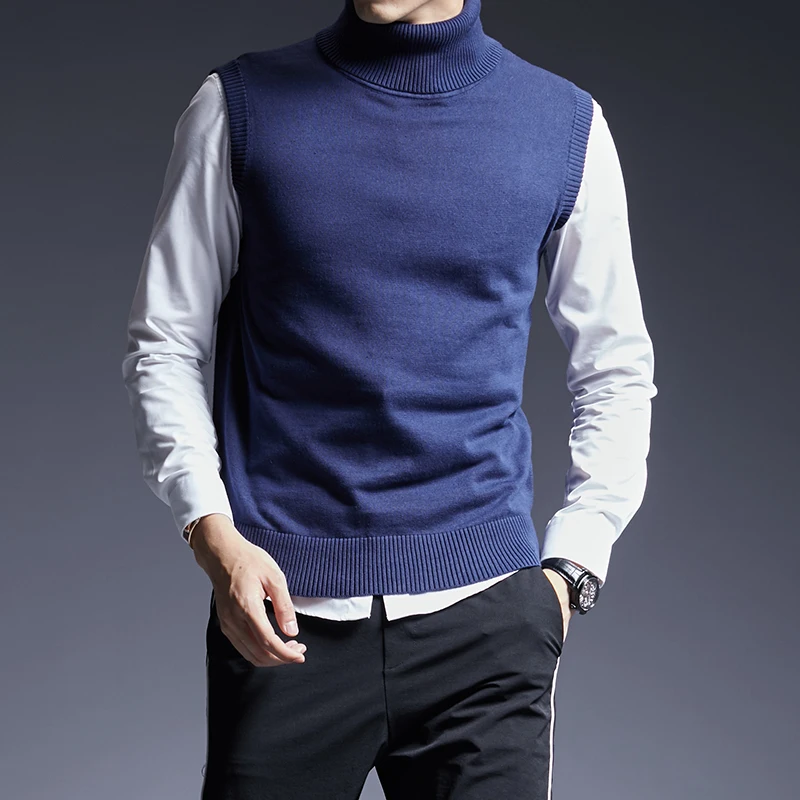 

2019 New Fashion Brand Sweaters Man Pullovers Sleeveles Slim Fit Jumpers Knitwear Warm Autumn Korean Style Casual Mens Clothes