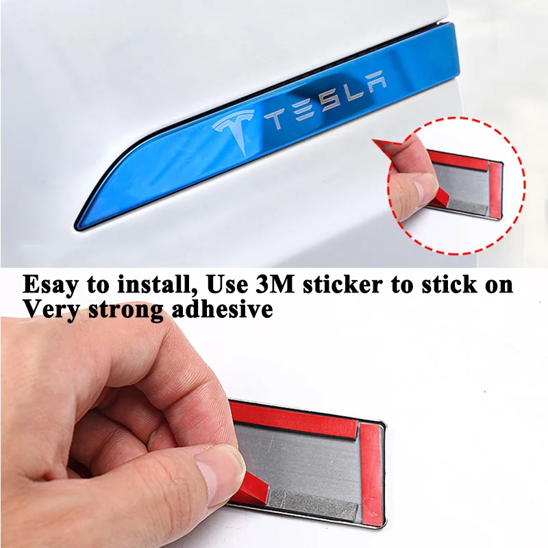 4pcs/set Stainless Steel Car Door Handle Covers Logo Sticker Carbon Fiber Styling Decoration Protector for Tesla Model X 4pcs/set Stainless Steel Car Door Handle Covers Logo Sticker Carbon Fiber Styling Decoration Protector for Tesla Model X