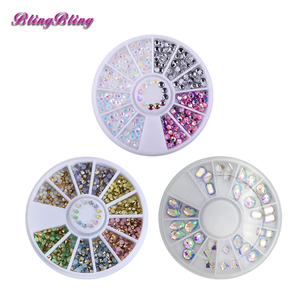 Buy 3Boxes Various Nail Rhinestones Colorful Resin