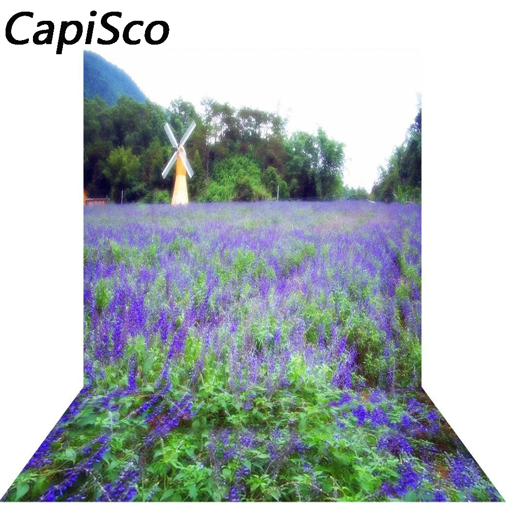 Capisco полевые цветы ветряная мельница пейзаж фон для фотосъемки по