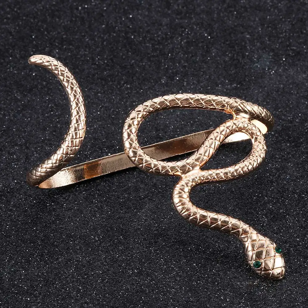 Robe Gothique Serpent Cristal Hand Palm Bracelet Bangle Cuff Ring Bijoux Punk