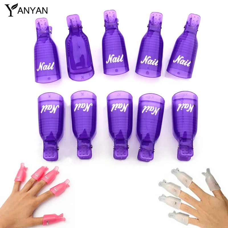 Hot 10pcs/pack Professional Reusable Nail Art Soak Off Cap Clip UV Gel Polish Remover Wrap Accessories DIY Manicure Care Tools