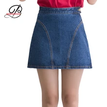 Borisovich New 2017 Spring Summer High Waisted A-line Denim Skirts Elegant Slim Short Skirt Female Package Hip Skirts M382