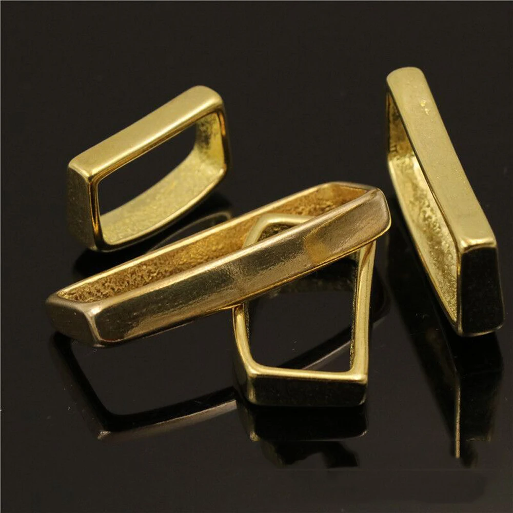 2 Pcs 솔리드 브래스 벨트 키퍼 D 모양 벨트 스트랩 루프 링 버클 가죽 공예 가방 스트랩 벨트 16mm 20mm 25mm 32mm 40mm