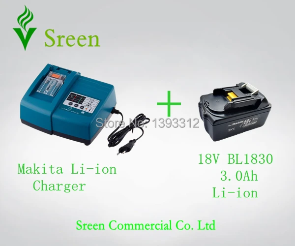 Sreen Universal Replacement 18V Li-ion Power Tool Battery Charger with Makita BL1830 3000mAh Packs Special Package Price | Электроника