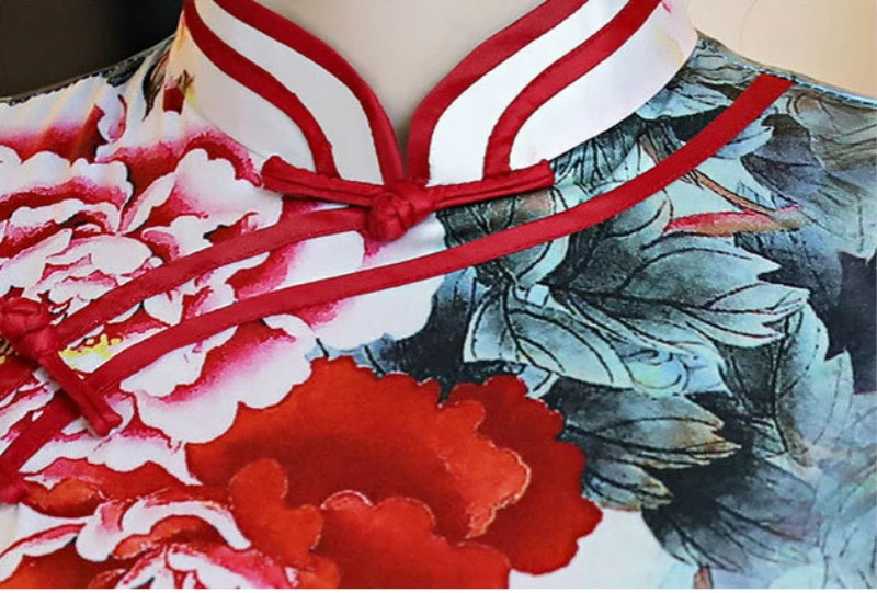 SHENG COCO 4XL китайское платье Чонсам большого размера es женское вискозное Qipao с разрезом пиона прямая Кнопка вечернее Ципао платье