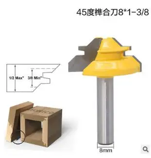 45 градусов Фреза по дереву для соединения шип-паз резак 8 мм хвостовик Карбид v паз ширина 1-3/" ЧПУ Бит дерево сверление фрезерный станок - Длина режущей кромки: 9