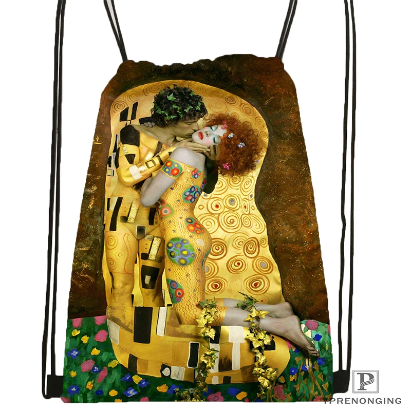 Custom Gustav Klimt#9 рюкзак на шнурке, милый рюкзак, детский Ранец(черная спинка) 31x40 см#180531-02-22