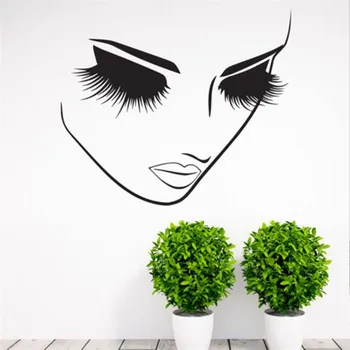 

Removable Fashion Home Decor Vinyl Wall Art Decals Sticker Beauty Lashes Spa Salon Sticker Women Face Eyes Decal