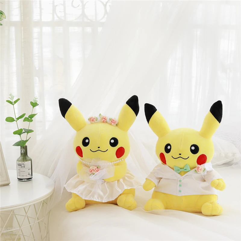 

2Pc/Lot Couple Pikachu Cute Stuffed Animal Dolls,Lovers Best Pikachu Toys Wedding Gift Throwing gifts