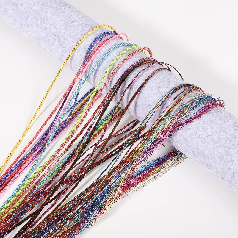

8/3/1.5/2mm 90CM Hair Styling Tool Silk Cord Hair Mixed Color Braided Rope Headband Jewelry Accessories For Girls DIY Ponytail