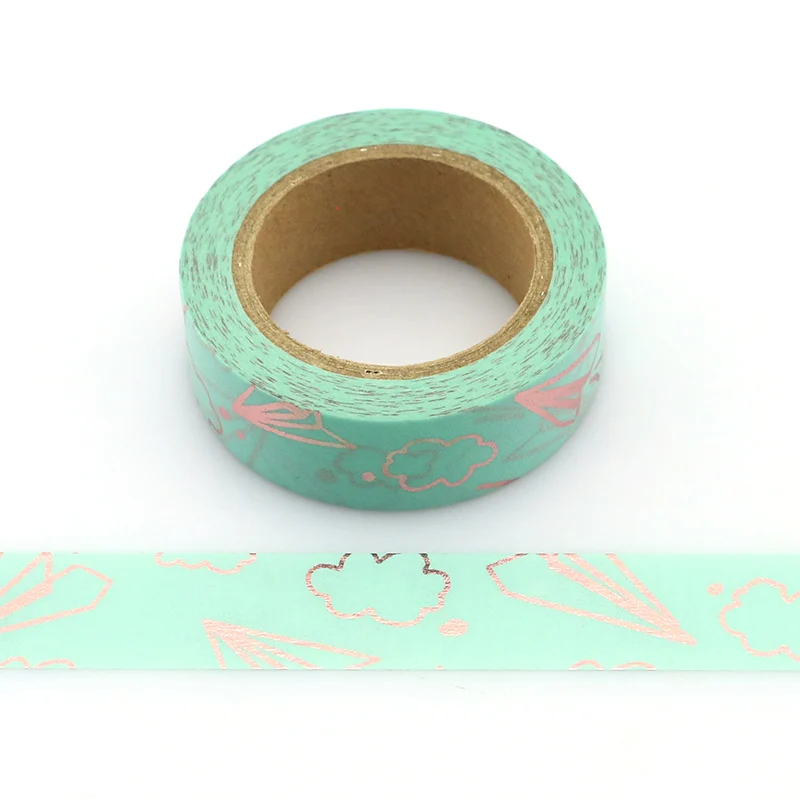

1pcs pink foil cloudy, paper plane masking washi tape