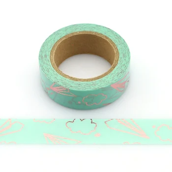 

1pcs pink foil cloudy, paper plane masking washi tape