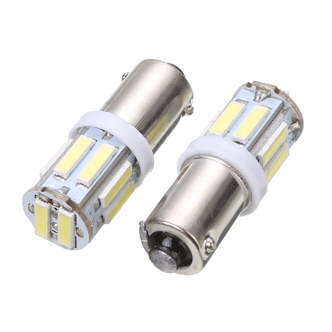 2PCS 1156 Car Turn Signal Light BA9S 7020 10 SMD LED DC 12V 1W White 6000K Lamp High Power Car Side Light Bulb