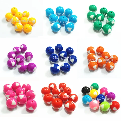 Venda por Atacado! Acrílicos com Teste Padrão do Coração Bolsa 20mm-100 Grânulos Grossos Contínuos Redondos 12mm-500 Pçs – 16mm-200
