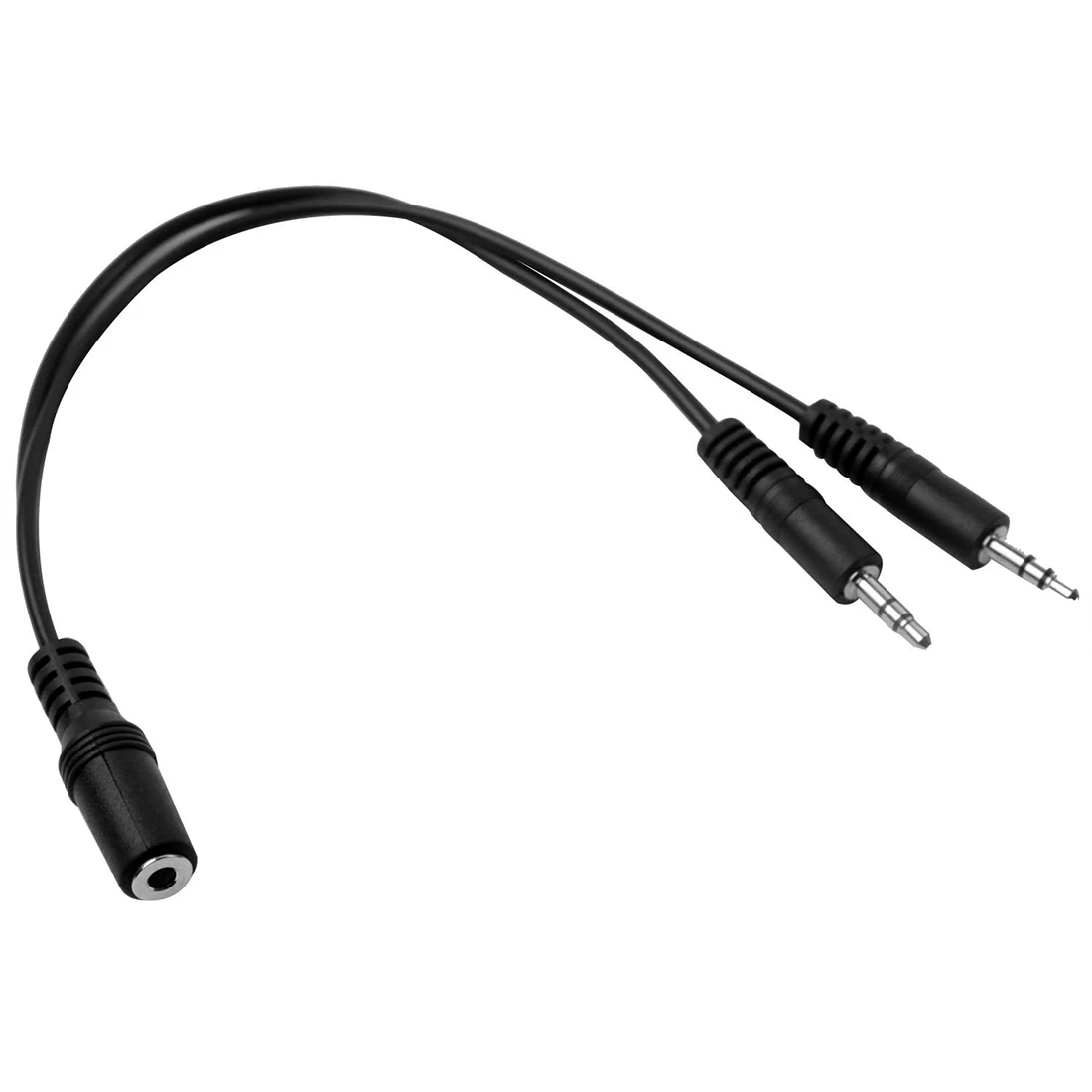 Black 3.5mm female to 2 of 3.5mm Male Audio Splitter Cable for speakers or headphones