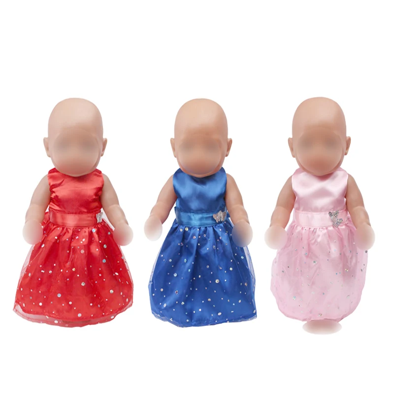

43 cm baby dolls dress new born Princess lace evening gown Baby toys fit American 18 inch Girls doll f73