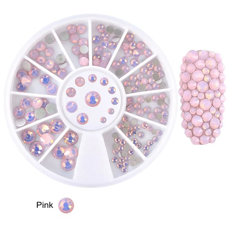 

1 Wheel Mixed Sizes SS4-20 Crystal Cream Pink Opal Rhinestone Flat Back Crystal Rhinestones Top Quality No HotFix Glass Crystals