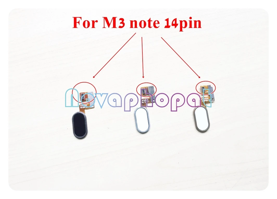 

10PCS Novaphopat Black/White/Gold M3 Note Key For Meizu M3 Note Home Button FingerPrint Touch ID Sensor Flex Cable 10 14pin