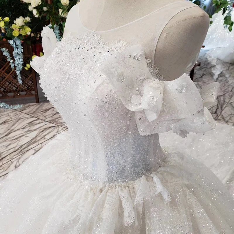 LS33555 свадебное платье принцессы со шлейфом и круглым вырезом с открытыми плечами бальное платье, как белое свадебное платье vestido de noiva simples
