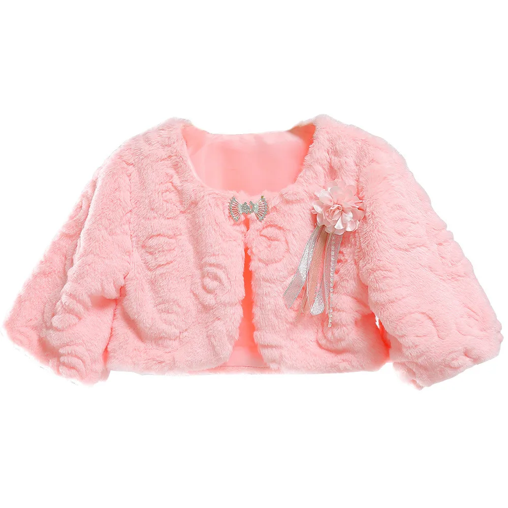 MQATZ Long Bell Sleeve Rose Wedding Cloak Fur Trim Junior Plush Cape For Communion Dress Flower Girl Jacket Costumes Baby Girls | Детская