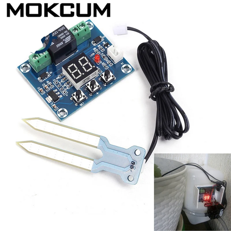 

XH-M214 Humidity Controller Soil Sensor Module 20-99%RH Automatic Control Irrigation Computer System Red Digital Display Module