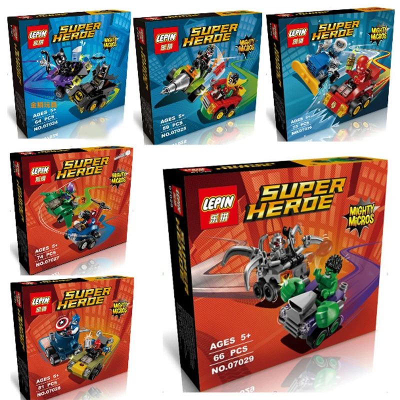 

6pcs/lot Super Heroes Mighty Micros Avengers Batman Marvel Building Blocks Figures Bricks Kid Toy Gift With Lepin Legoed Series