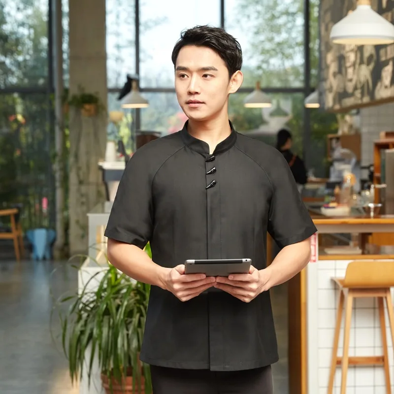  Short Sleeve Waiter Uniforms Restaurant Hot Pot Coffee Shop Chef Uniform Fast Foods Work Wear Kitch - 33026338807