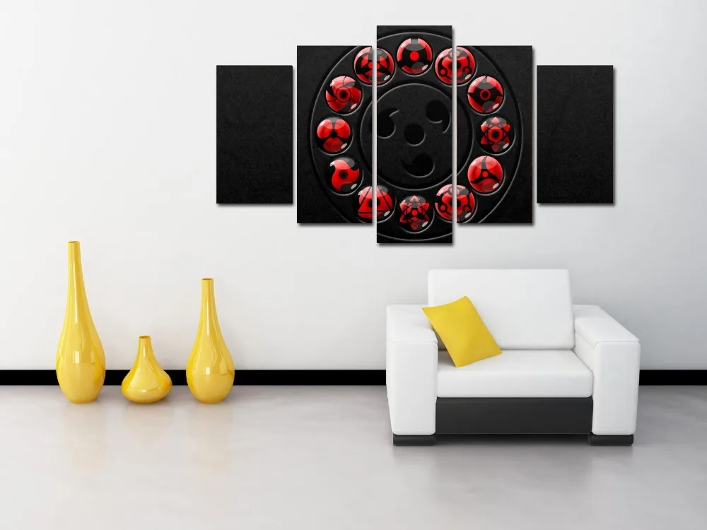5 Pieces Canvas Paintings Anime Naruto Sharingan Poster Pictures home
