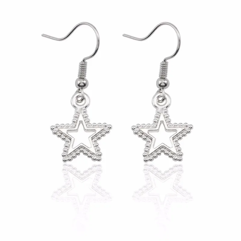 

Trendy Anime Earring Jewelry For Girl Kawaii DIY Pentagram Earrings For Women Silver Pearl Hollow Star Earing Christmas Xmas