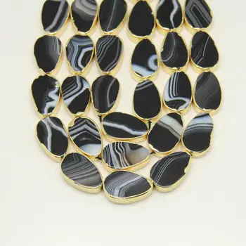 

20x30mm 11pcs strand Black Striped Achate Loose Beads for Bracelet,Natural Agates Flat Teardrop Beads Drilled Pendants Jewelry