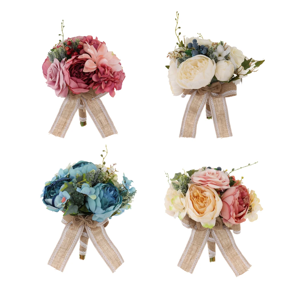 

Wedding Silk Rose Peony Flower Bridal Bouquet Hand Holding Flower for Wedding Festive & Party Supplies Girl Flower