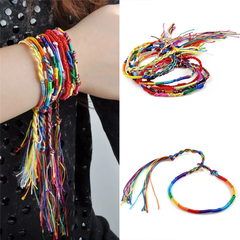 

Wholesale Mixed Color 20Pcs Braid Bracelets Friendship Cords Strands Handmade Bracelets Bangles Women Men Charm Jewelry