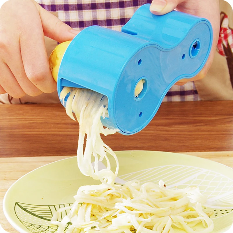 

Double Grater Vegetable Fruit Spiral Shred Device Cutter Slicer Peeler Kitchen Tool Julienne Cutter + Knife Shar -15