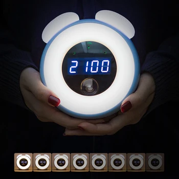 

Human body induction Sensor LED Night Light Alarm Clock USB Charging Lights Lamp for Bedroom Home Decoration Stepless dimming