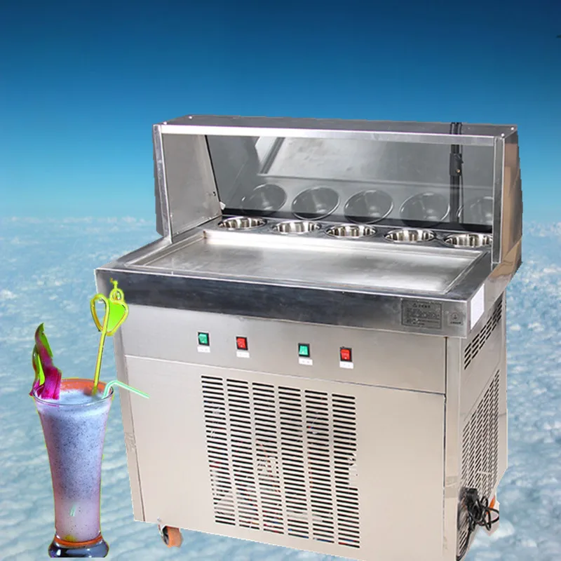 freight free CE fried ice cream machine,double compressor fried ice machine, single square ice