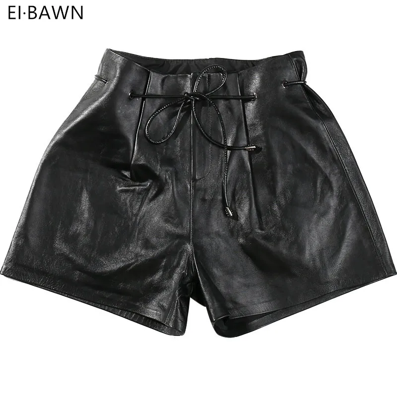 2018 New Spring shorts women black wide leg knee length high waist