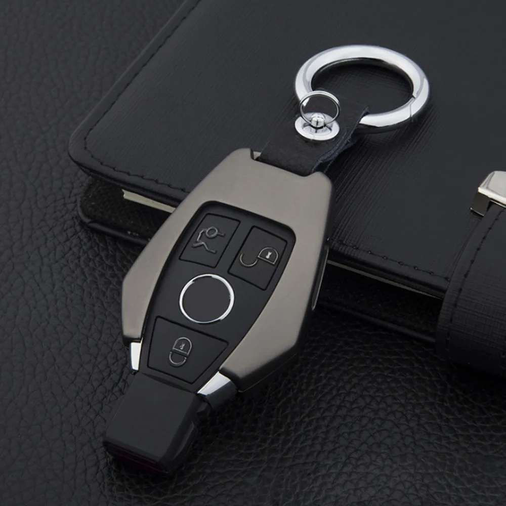 Round Buckle Black Для Mercedes Benz W203 W204 W212 C180 GLK300 CLS CLK CLA SLK C S E класс дистанционного ключ дистанционного управления чехол цинковый сплав набор ключей сумка - Название цвета: Round Buckle Black