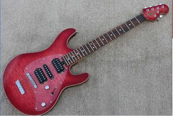 

Free Shipping High-quality Solid wood body 6 string Music man SM-Y2D Translucent Red Color Electric Guitar 15-1-1