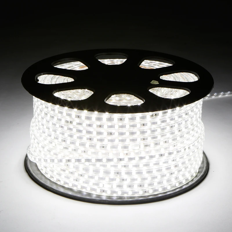 cheap Outdoor 3014 led Strip AC 220V 120leds M IP67 Waterproof Garden Tape Rope Light White Warm White + EU Power Plug High Brightness