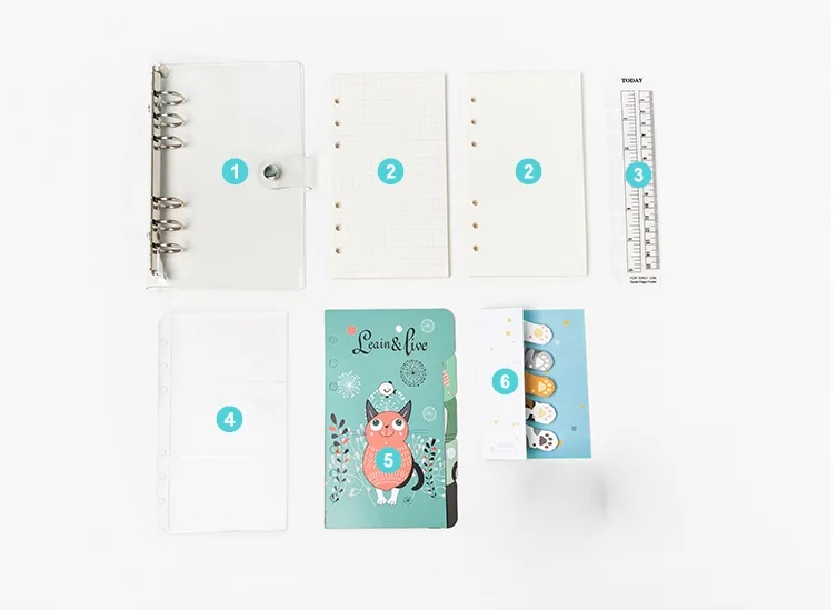 PVC A5 A6 Spiral notebook creative handbook two inner page set Korean lovely cute diary notebooks bullet journal