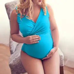 Для беременных женщин Лето кормящих без рукавов v-образным вырезом сиамский сплошной купальник с узором пляжная одежда для беременных