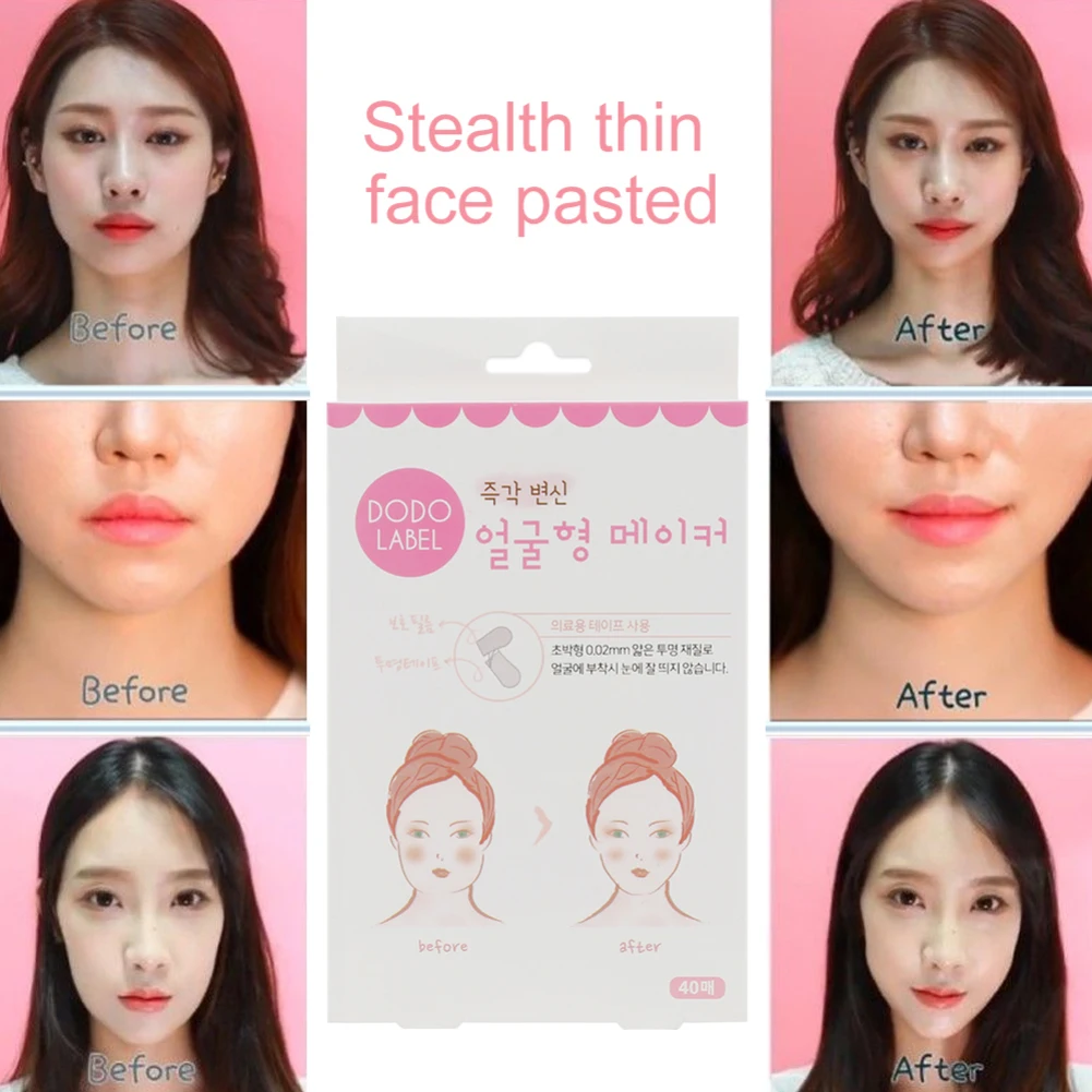 

ELECOO 40 Pcs V-Shape Face Lift Tape Label Adhesive Makeup Fast Chin Face Lift Up Beauty Tools V Line Face Tape Wholesale