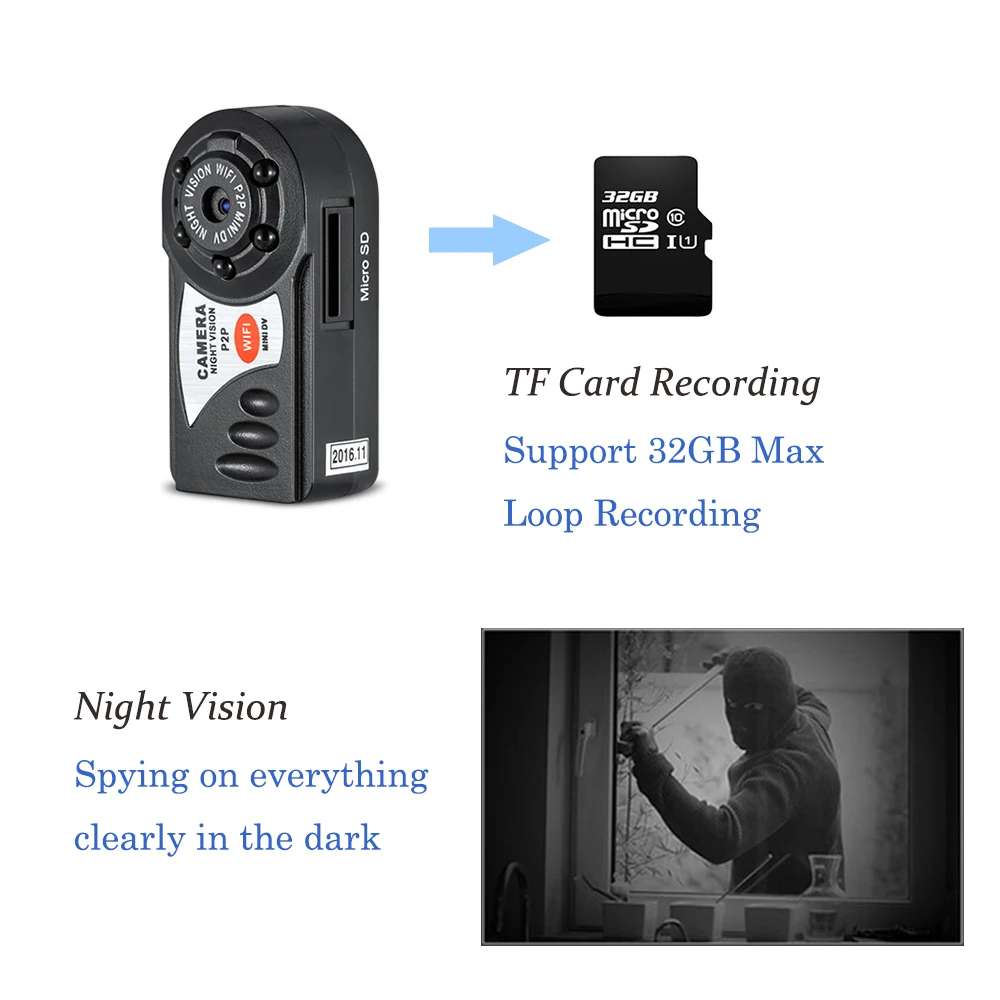 Q7 Мини Wifi DVR видеокамера рекордер беспроводной Wi Fi IP камера ночного видения с