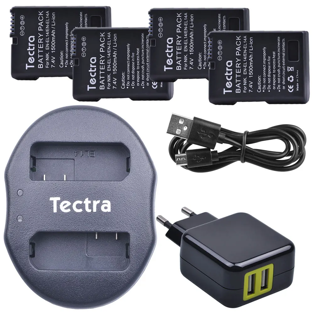 1500mAh 4pcs EN EL14 EN EL14a Battery for Nikon D3500 D3100 D3200 D3300