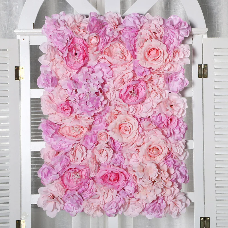 40x60 см Искусственный шелк розы гортензии цветок стены Романтический реквизит для свадебной фотосъемки Фотофон "сделай сам" панели украшения - Цвет: deep pink
