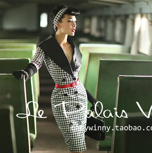 Vestido Mujer de Tubo Vintage Años 50 Lunares Pinup Traje Lápiz