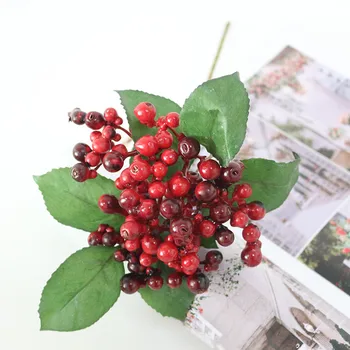 

Flone Artificial Christmas Small Berries Simulation Red Fruit Berry Flower Branch Foam Fruits Tree Christmas Home Party Decor